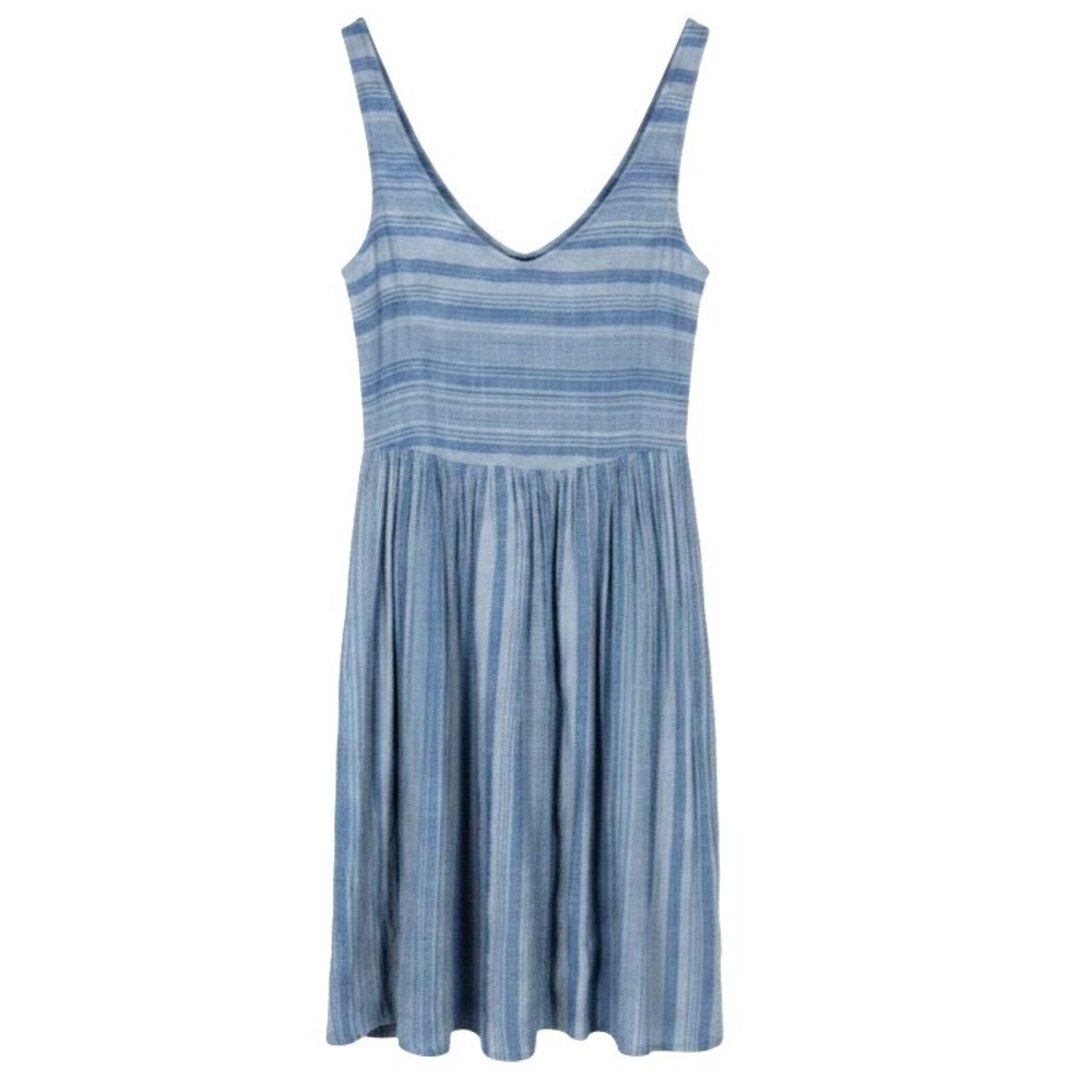 SALTWATER LUXE ANTHROPOLOGIE Blue Stripes TEXTURE TWILL Overall MINI DRESS Sz M
